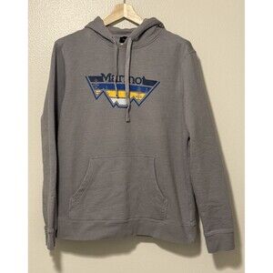 Marmot Spell-out Sweatshirt Mens Large Gray Hoodie Pullover Outdoors Hiking
